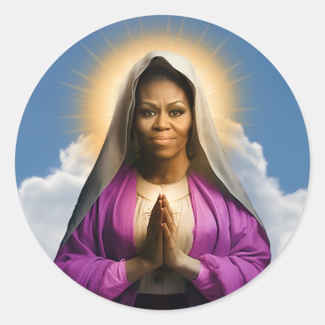 Sticker Rond Bougie de prière Saint Michelle Obama (Devant)