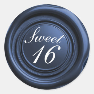 Sticker Rond Bougie de Saphir Sceau de Cire Goutte de Mariage D