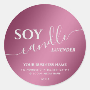Sticker Rond Bougie de soja à écriture moderne minimaliste
