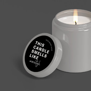 Sticker Rond Bougie de soja fait maison Calligraphie chic Noir