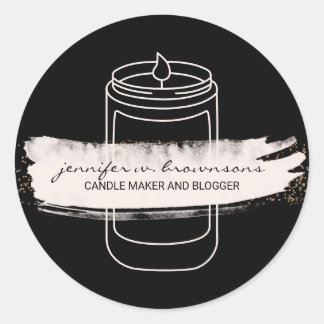 Sticker Rond Bougie de soja moderne simple élégante Black Pink