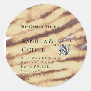 Sticker Rond Bougie de soja vanille ajouter QR businesInvitatio