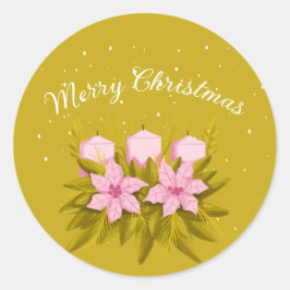 Sticker Rond Bougie décorative Joyeuse Noël