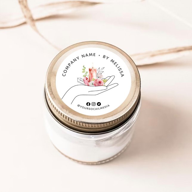 Sticker Rond Bougie florale (Créateur téléchargé)