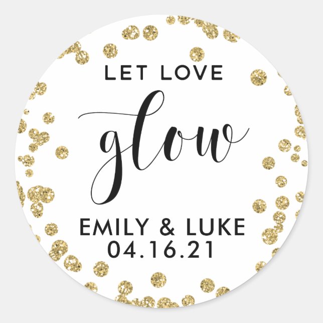 Sticker Rond Bougie Mariage Parties scintillant or (Devant)