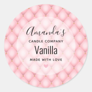 Sticker Rond Bougie Motif de luxe rose Tufé Diamond