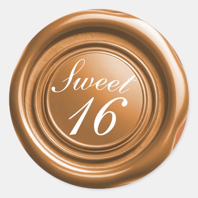 Sticker Rond Bougie orange sceau de cire goutte douce 16 mariag (Devant)