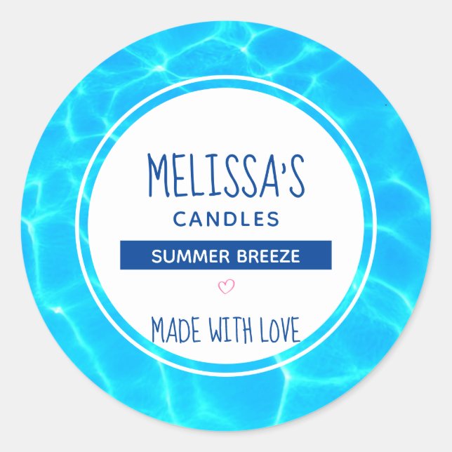 Sticker Rond Bougie photo Clear Blue Pool / Savon (Devant)