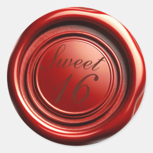 Sticker Rond Bougie rouge cire de scellement goutte de mariage