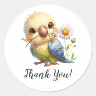 Sticker Rond Bougie souriante et Merci en fleurs