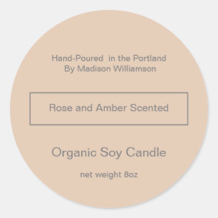 Sticker Rond Bougie Soy Simple Blush et Grey