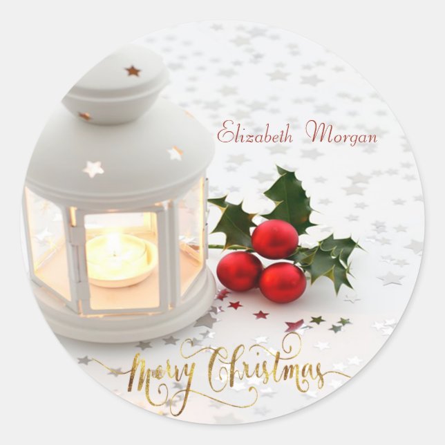 Sticker Rond Bougie, Stars Holiday (Devant)