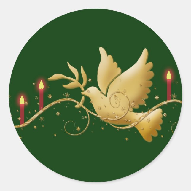 Sticker Rond Bougies de Noël d'or (Devant)