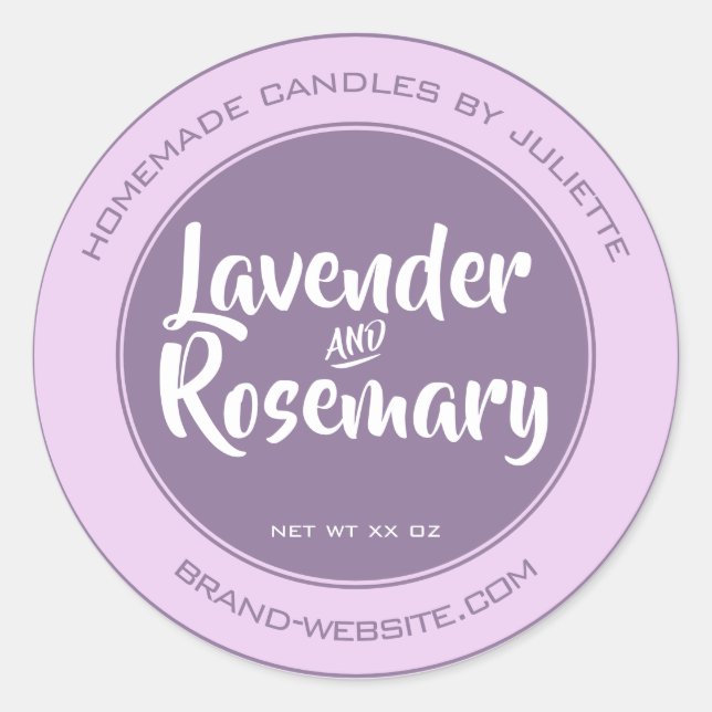 Sticker Rond Bougies d'emballage Lavande Lilac Cercle produit (Devant)
