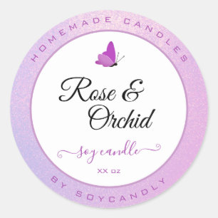 Sticker Rond Bougies Emballage Pink Ombre Parties scintillant P