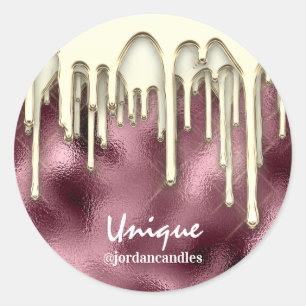Sticker Rond Bougies Petit BusIness Nom Gold Drives Bourgogne
