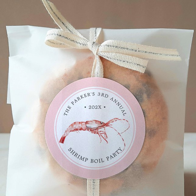 Sticker Rond Bouillabaisse de crevettes | Fête sur le thème des (Créateur téléchargé)