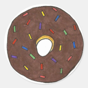 Sticker Rond Bouillie de noix de Doughnut glacée au chocolat Sa