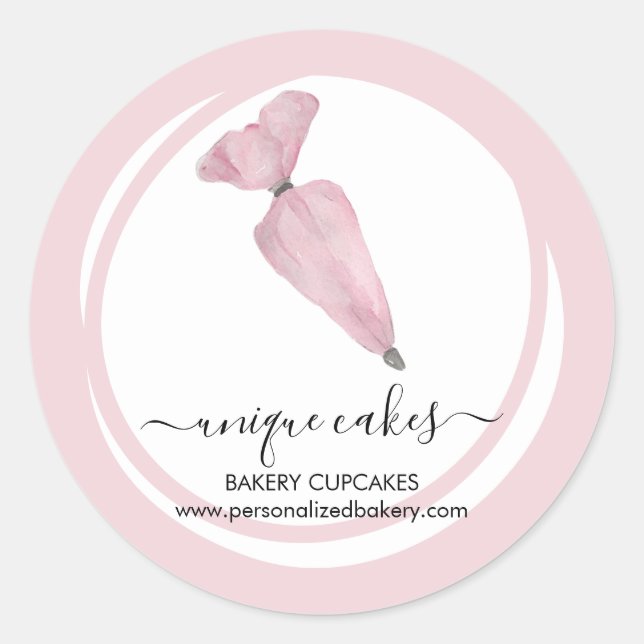 Sticker Rond Boulangerie Boutique Pâtisserie Cercle Rose (Devant)