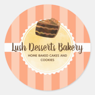 Sticker Rond Boulangerie Business Peach Yellow Cake Packaging