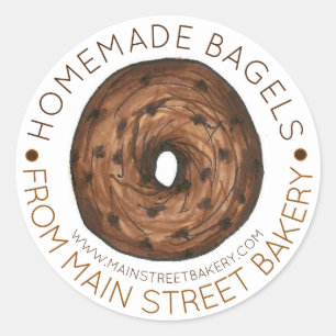 Sticker Rond Boulangerie de Bagels maison cuite avec amour par
