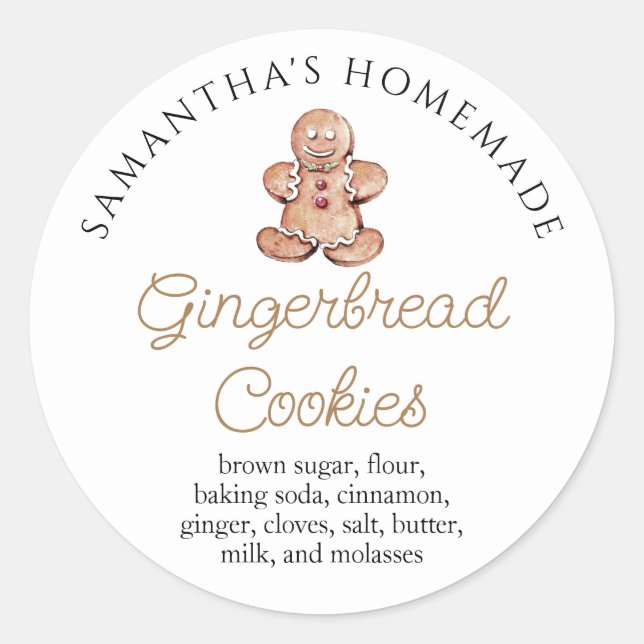 Sticker Rond Boulangerie de biscuits au gingembre personnalisés (Devant)