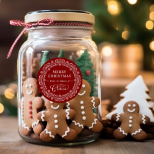 Sticker Rond Boulangerie de Mme Claus Noël Fête rouge