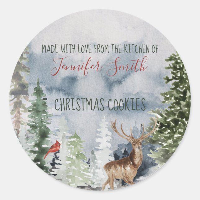 Sticker Rond Boulangerie de Noël de Forest Woodland Boulangerie (Devant)