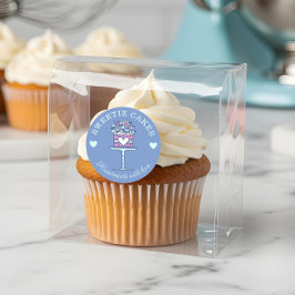 Sticker Rond Boulangerie de style floral Gâteau & Stand Logo Bl