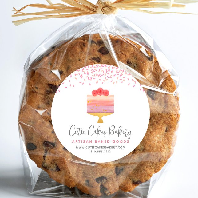 Sticker Rond Boulangerie Gâteau rose Ombre Saupoudrer Pâtisseri (Créateur téléchargé)