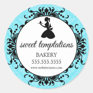 Sticker Rond Boulangerie Lady Cupcake Silhouette Emballage
