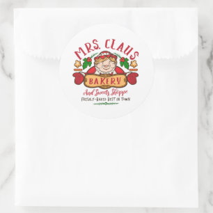 Sticker Rond boulangerie Mme Claus Cuisine de Noël