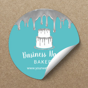 Sticker Rond Boulangerie Pâtisserie Chef Cuisine Logo Argent &