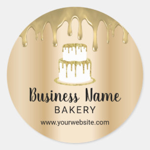 Sticker Rond Boulangerie Pâtisserie Chef Dridge Cake Logo Or mo
