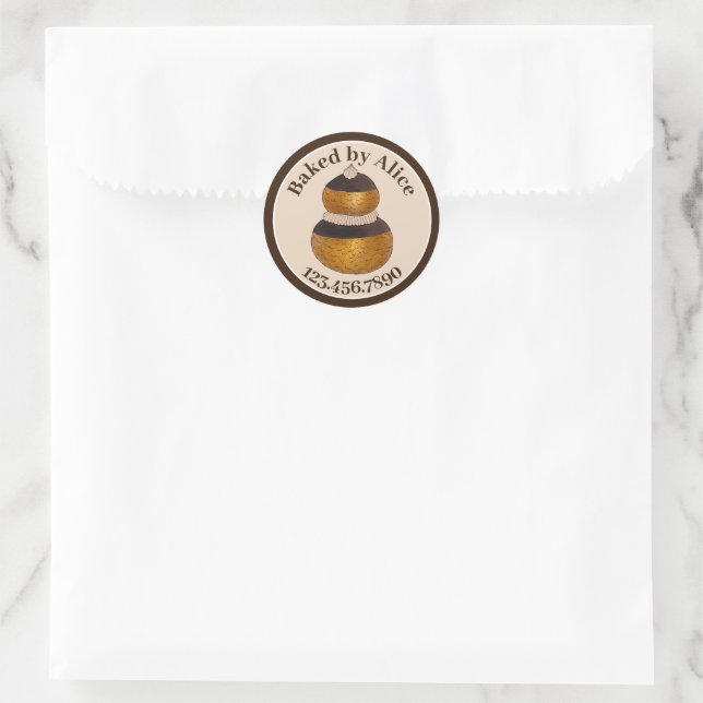 Sticker Rond Boulangerie Pâtisserie Chef pâtisserie Religieuse  (Sac)