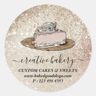 Sticker Rond Boulangerie Pâtisserie Coupe de gâteau sur plaque