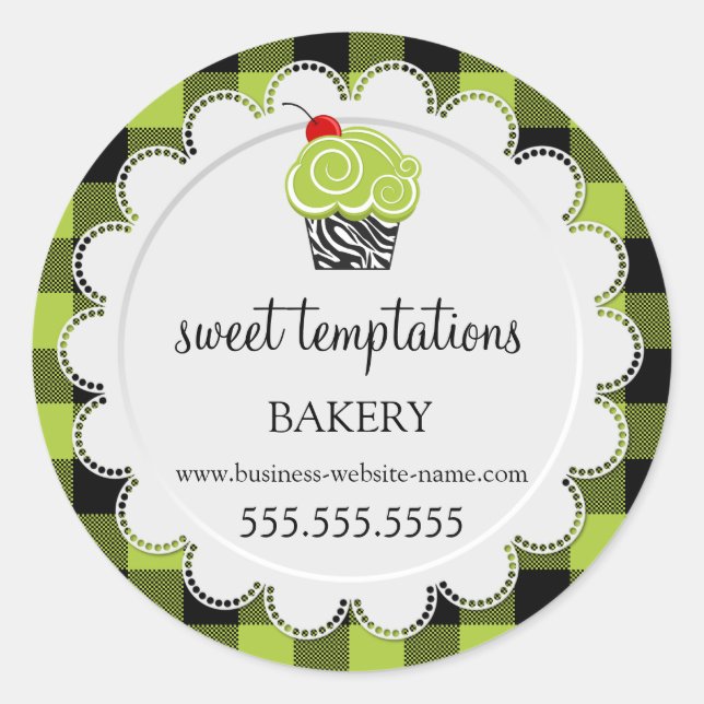 Sticker Rond Boulangerie Plaid à la cerise de Whimssical (Devant)
