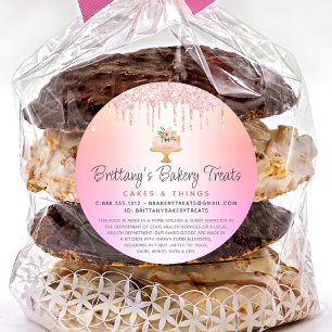 Sticker Rond Boulangerie rose pâtisserie Parties scintillant Ra
