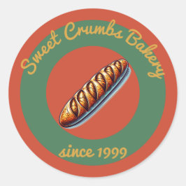 Sticker Rond Boulangerie Rustique Terracotta, Vert, Jaune de mo