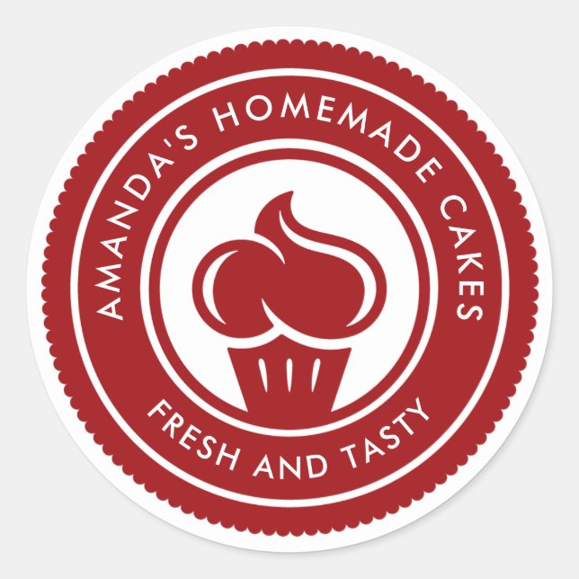 Sticker Rond Boulangerie simple et moderne de gâteaux maison (Devant)