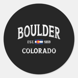 Sticker Rond Boulder Colorado Co Drapeau Throwback Athlétique