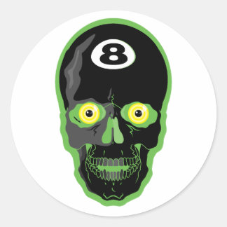 Sticker Rond boule 8 verte crâne