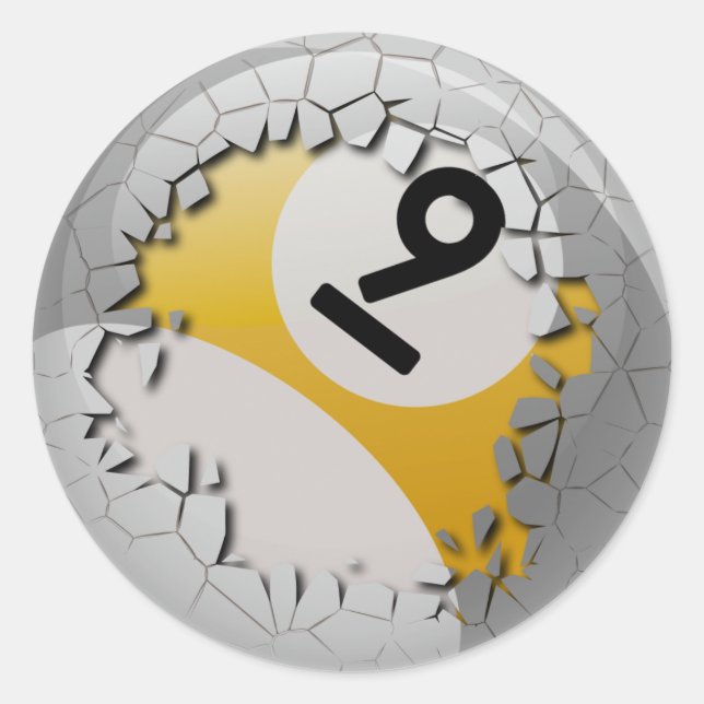 Sticker Rond Boule à coquilles fissurées Numéro 9 Billiards (Devant)