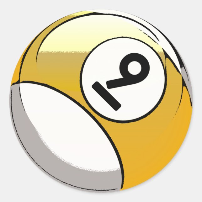 Sticker Rond Boule de billards comique du numéro 9 de style (Devant)