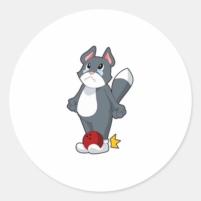 Sticker Rond Boule de bowling de chat (Devant)