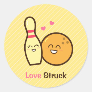 Sticker Rond Boule de bowling et quille amusants amoureux