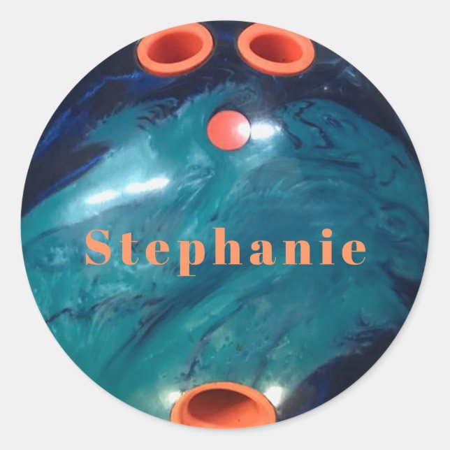 Sticker Rond Boule de bowling orange personnalisée en marbre bl (Devant)