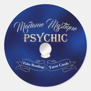 Sticker Rond Boule de cristal psychique or et bleu