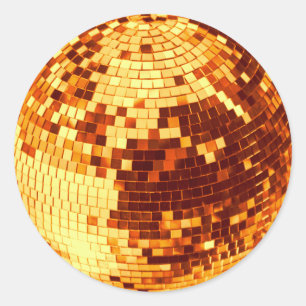 Sticker Rond Boule de disco rétro brillant parties scintillant 