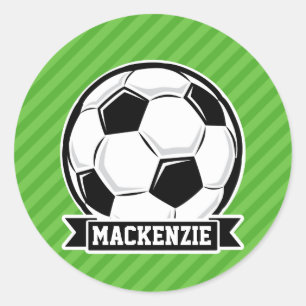 Sticker Rond Boule De Football; Bandes Vertes
